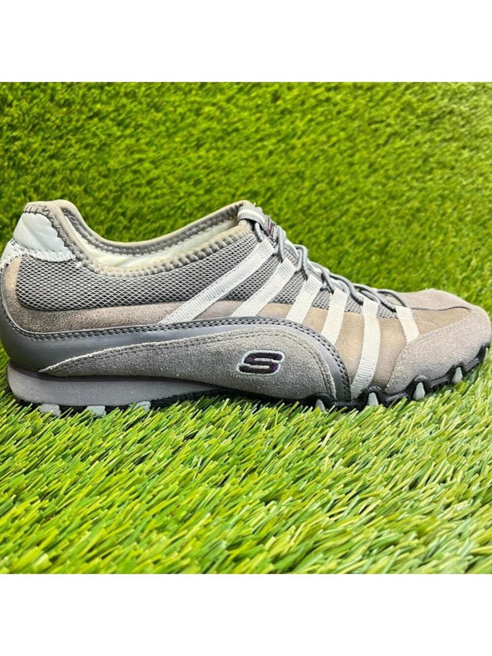 Skechers Straight Away Womens Size 9 Gray Running Walking Slip On Shoes Sneakers